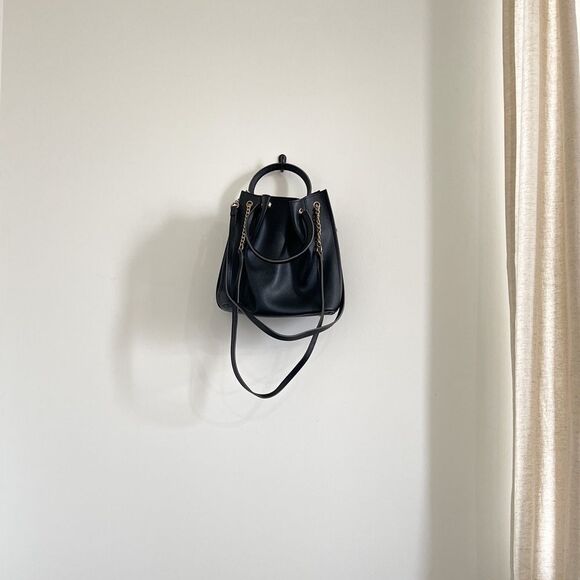EMH Handbags - Black Faux Leather Bag